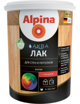 Лак акриловая в/д Alpina Аква Лак для стен и потолков глянцевый 2,5л / 2,5кг