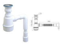 Сифон для умывальника с прикручивающимся выпуском 70мм , с гибкой трубой 1 1/2 - 40/50мм, AV Engine, арт.AVE129752